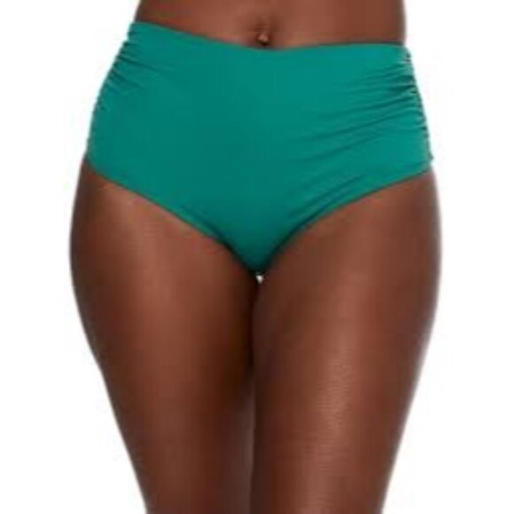 Anne Cole Women's High Waist Fold Over Shirred Bikini Bottom Swimsuit XXL jade - Picture 3 of 6